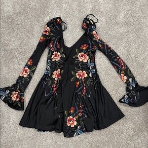 Free People Black Floral Dress
